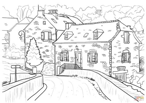 Country Town View coloring page | Free Printable Coloring Pages