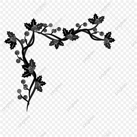 Vine Leaves Silhouette PNG Images, Christmas Leaves Vine With Fruit Silhouette Border, Christmas ...