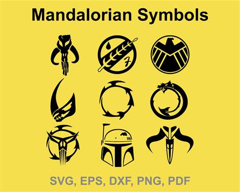 The Mandalorian Symbols SVG Mandalorian Emblems Mandalorian | Etsy