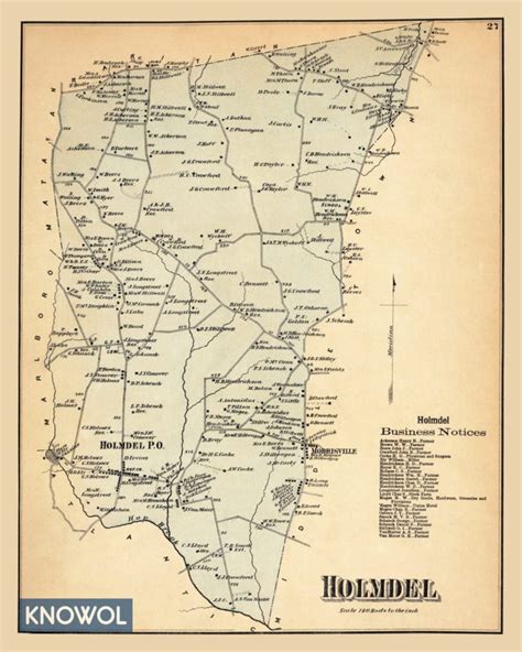 Beautifully restored map of Holmdel, NJ from 1873 - KNOWOL