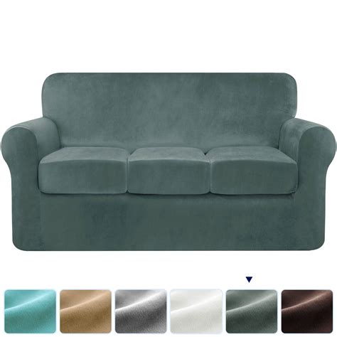 Subrtex 4-pieces Velvet High Stretch Washable Individual Cushion Sofa ...