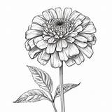 Monochrome Zinnia Flower Coloring Pages For Free Stock Illustration  sketch template