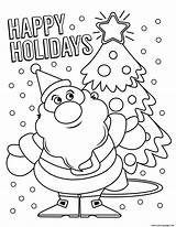 Happy Holidays Santa Claus Coloring Page Printable sketch template