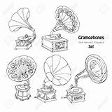 Old Record Player Drawing Sketch Coloring Page sketch template