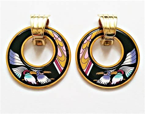 VINTAGE AUTHENTIC MICHAELA FREY WILLE ENAMEL PARROTS GOLD PLATED CLIP EARRINGS #MichaelaFrey