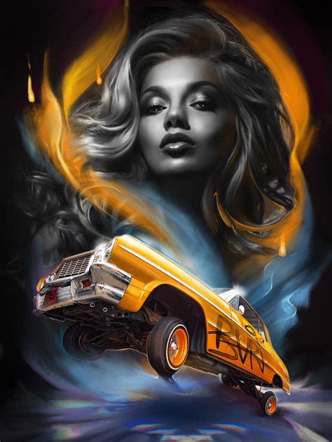 ArtStation - Lowrider girl chevy art