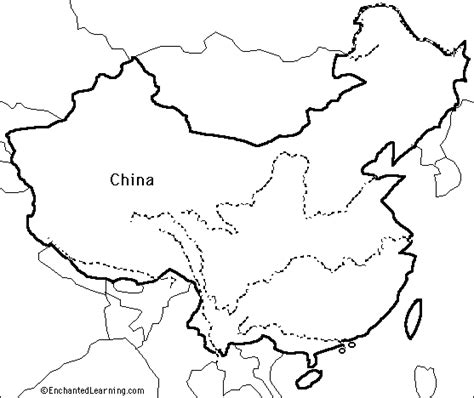 Outline Map Research Activity #2 - China - EnchantedLearning.com