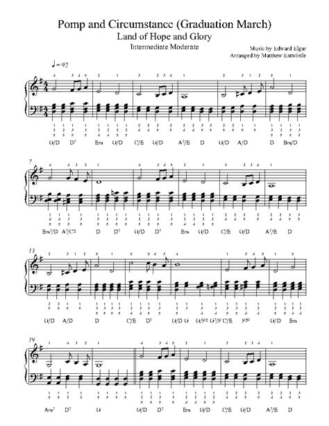 Pomp and Circumstance (Graduation March) by Edward Elgar Sheet Music ...