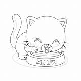Premium Vector  Cat Drinking milk Outline For Kids sketch template