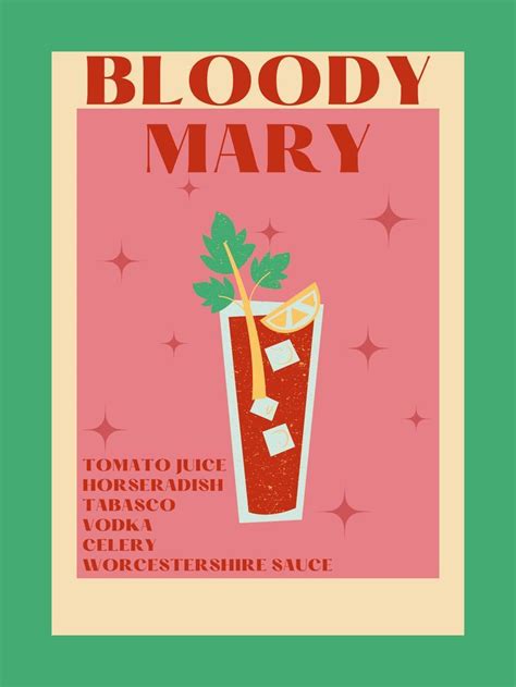 Bloody Mary Cocktail, Cocktail Book, Vintage Poster Art, Vintage Wall Art, Wall Collage, Photo ...