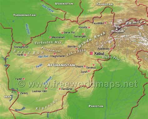 Afghanistan Physical Map