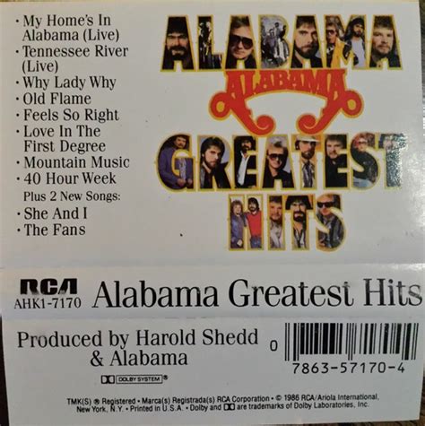 Alabama - Alabama Greatest Hits (1986, Cassette) | Discogs