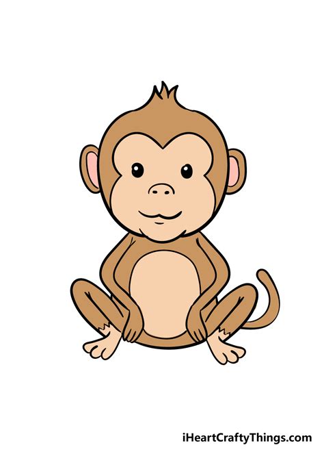 how to draw a monkey Monkey draw easy step drawing kids simple colored - Step by Step Drawing