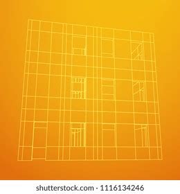 Architecture Building Modern House Plan Wireframe Stock Vector (Royalty Free) 2440213679 ...