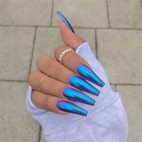 Like What You See? Follow Me For More: @oxSJxo Blue Coffin Nails, Cute Acrylic Nails, Blue Nails ...