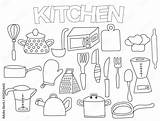Cooking Utensils Coloring Page sketch template