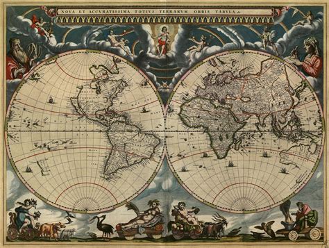 Antique World Map, Old World Map, Digital Map Print, Vintage Map ...