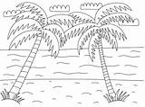 Vector beach Landscape With Sea And Palms coloring page Hand Drawn  sketch template