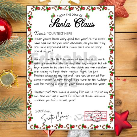 EDITABLE Santa Claus Letter Santa Cam Letter Letter From - Etsy