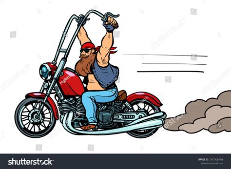 Biker On Chopper Motorcycle Transport Comic Stock Vector (Royalty Free ...