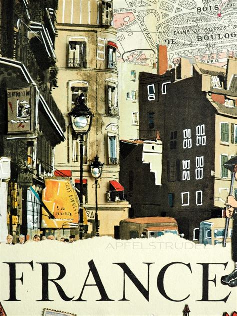 France Paris Map Art Collage. French Country. French - Etsy