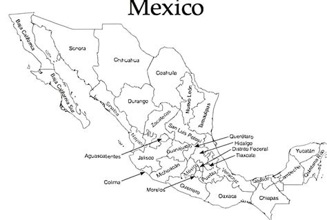 Mexico Map Printable coloring page - Download, Print or Color Online for Free