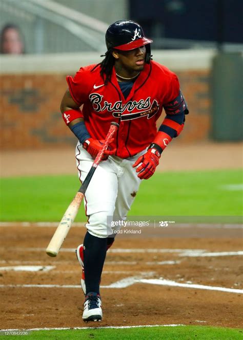 Ronald Acuna Jr. #13 of the Atlanta Braves hits a home run in the ...