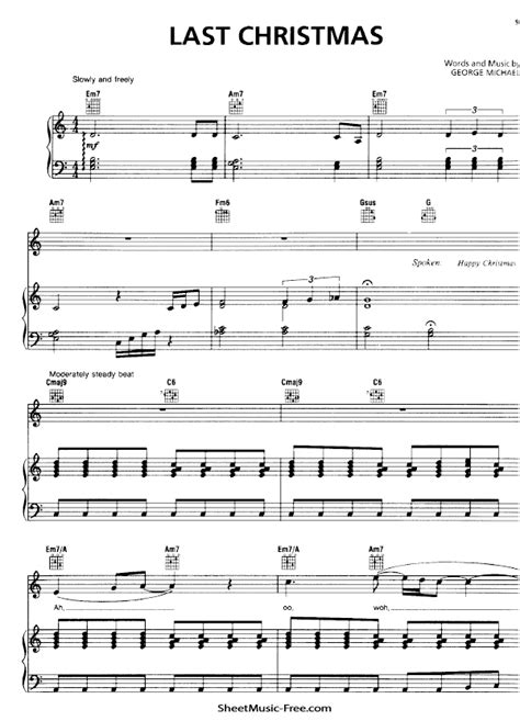 Last Christmas Sheet Music George Michael - ♪ SHEETMUSIC-FREE.COM