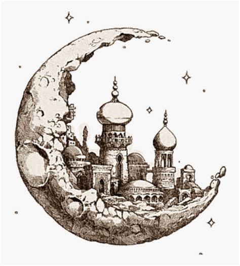 Transparent Ramadan Clipart - Moon And Stars Drawing, HD Png Download - kindpng