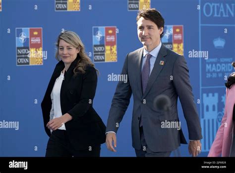 Madrid, Spain, June 30, 2022, Canadian Minister for Foreign Affairs Melanie Joly, Canada's Prime ...