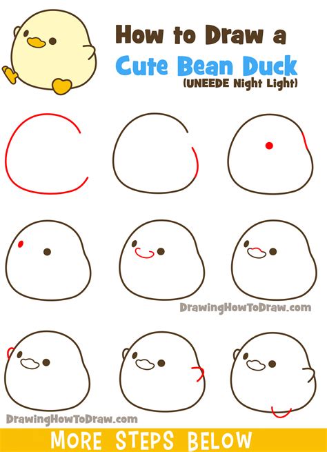 How to Draw a Cute Chibi / Kawaii Cartoon Duck Easy Step by Step Drawing Tutorial – How to Draw ...