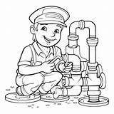 Premium Vector  Illustration Of A Plumber Repairing Pipe At Work sketch template