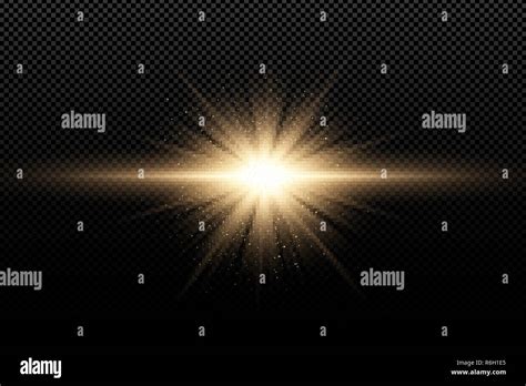 Golden stylish light effect on a dark transparent background. Golden ...