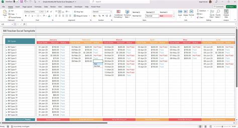 Simple Monthly Bill Tracker Excel Template, Bill Payment Tracker Excel Template, 12 Months Bill ...