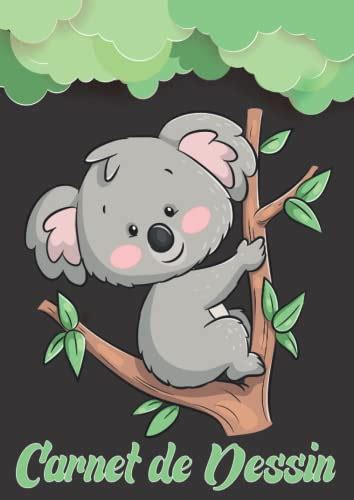 Carnet de dessin pour enfants: cahier de dessin enfant Motif Koala feuilles blanches 110 Pages ...