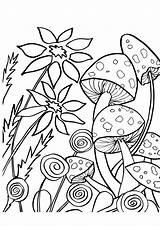 Coloring Pages Mushrooms Printable Mushroom Adult Colouring Trippy  sketch template