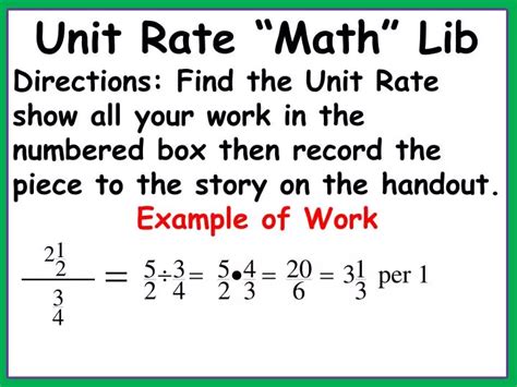 Unit Rate Examples Math