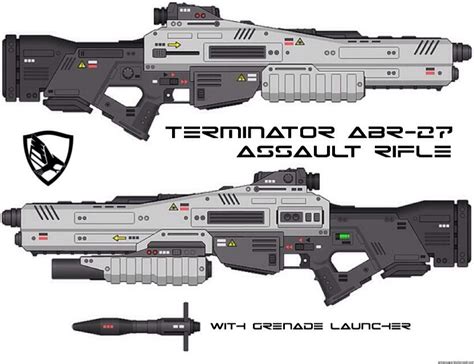 Terminator ABR-27 assault rifle with grenade launcher (sci-fi concept gun - futuristic weapon ...