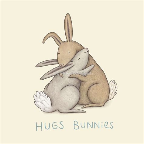 Hugs Bunnies by Sophie Corrigan Hugging Drawing, Bunny Poster, Framed ...