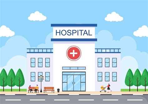 Hospital Building for Healthcare Background Vector Illustration with, Ambulance Car, Doctor ...