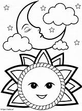 Print Sun And Moon Coloring Page sketch template