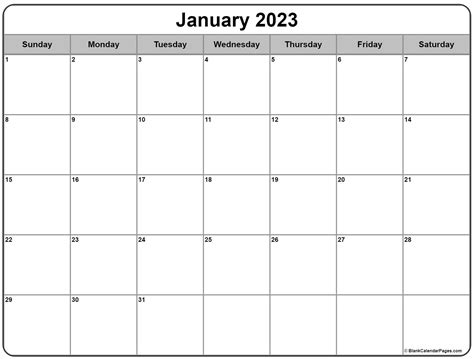 Jan 2023 Calendar Printable Free - Printable Calendar 2023