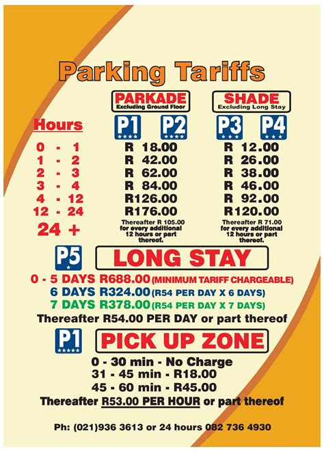 Parking Tariffs - Cape Town Airport