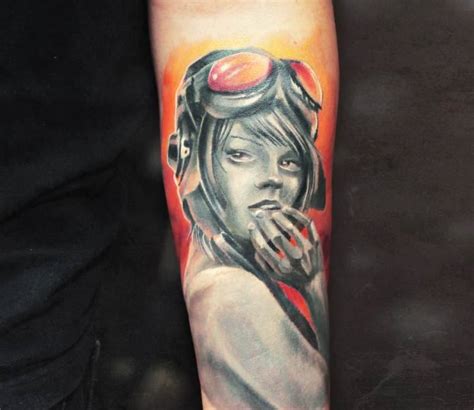 Pilot Girl tattoo by Tymur Denysenko | Post 17012