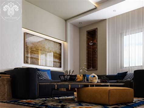 Blue & Yellow Living room on Behance
