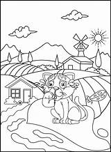 Cute Cat Outline coloring Page For Kids line drawing animal  sketch template
