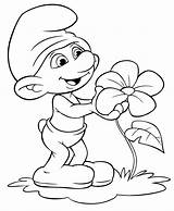 Clumsy Smurf With Flower Coloring Page  Free Printable Pages sketch template
