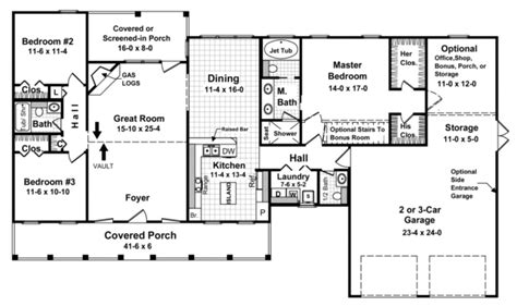 Ranch Plan: 1,800 Square Feet, 3 Bedrooms, 2.5 Bathrooms - 348-00062