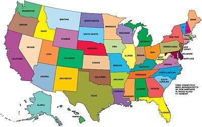 UNITED STATES MAP GLOSSY POSTER PICTURE BANNER america usa educational cool 1437 | eBay