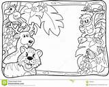Cute Jungle Animals Coloring Page sketch template